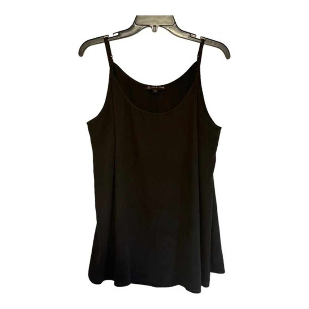 Love & Legend Womens Black Chiffon Tank Top Spaghetti Strap Size 18
